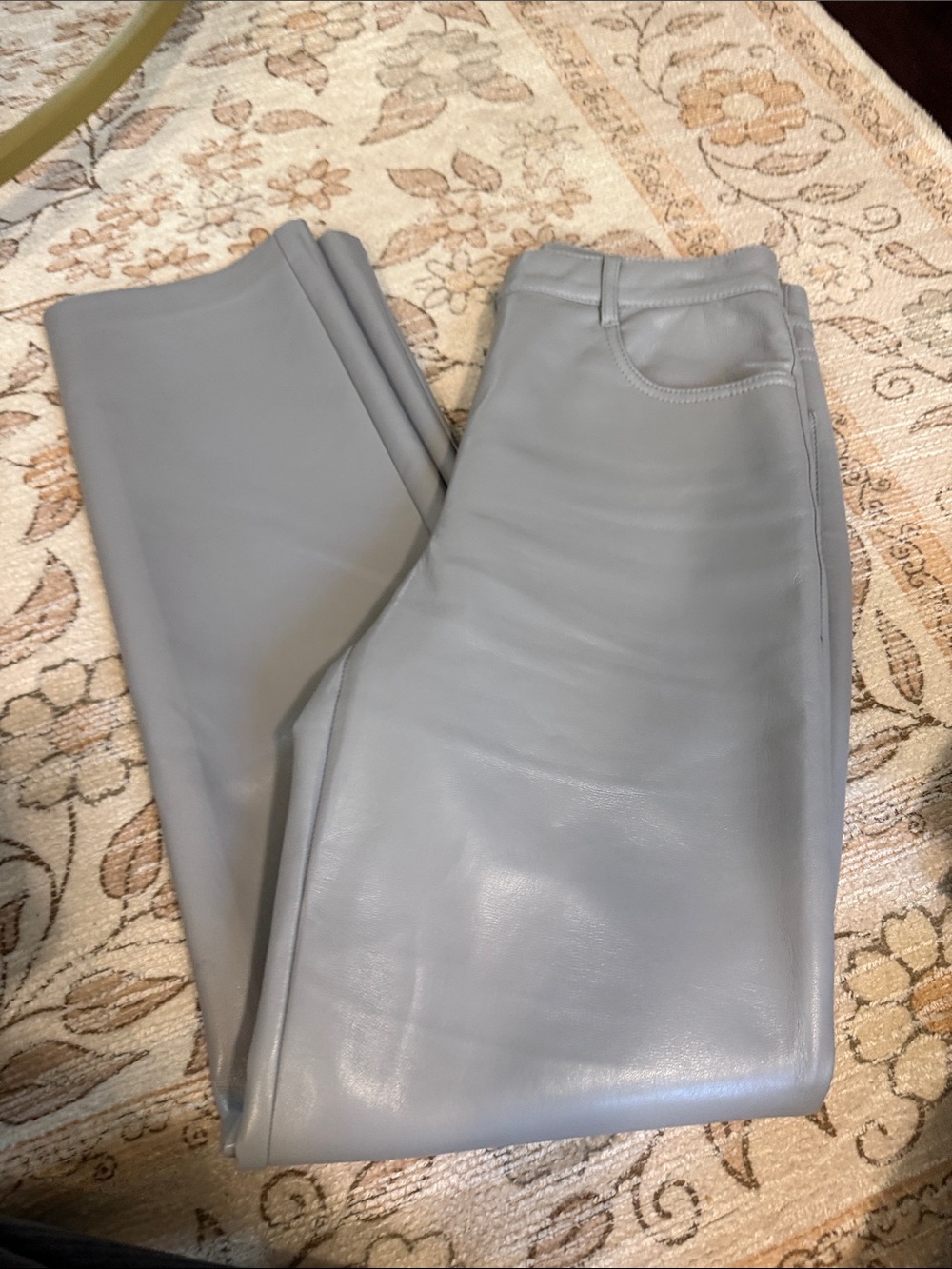 Wilfred Light Gray Straight-Leg Faux Leather Jeans